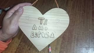 cómo hacer un pirograbado para cuadro en forma de corazón para dedicatoriapirograbado en madera [upl. by Ailana785]