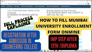 Mumbai University Online Application for Fresher Students 202223 Mumbai University Enrollment Form [upl. by Kattie]