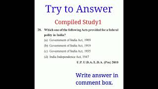 Polity Objective Practice Questions for all competitive exams uppsc upsc bpsc mppsc ssc [upl. by Zeret776]