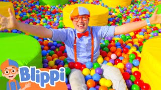 Jumping In The Ball Pit  Blippi  Challenges and Games for Kids [upl. by Edi]