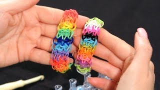 How to Make a Rainbow Splash Bracelet  Rainbow Loom [upl. by Ayeki]