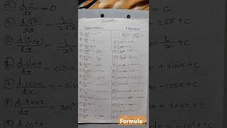 Differentiation and Integration formula📝mathformula short [upl. by Loredana]