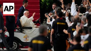 Pope Francis arrives at Singapore Sports Hub National Stadium to deliver Mass [upl. by Kus]