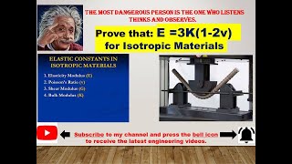 Prove that E 3K12ν for an Isotropic Material [upl. by Zachery93]