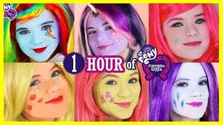 1 HOUR MY LITTLE PONY MANE 6 MAKEUP TUTORIALS Rainbow Dash Pinkie Pie Twilight Sparkles KITTIESMAMA [upl. by Gaskin890]