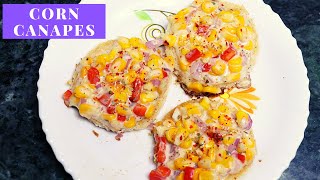 Corn Canapes Recipe  Cheese Corn Canapes Recipe  How To Make Canapes Quick Snacks Recipe [upl. by Eahsat]