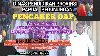 Pengumuman Hasil Merekrutmen Tenaga Guru Kontrak Daerah Provinsi Papua Pegunungan SAN [upl. by Radnaxela]