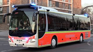 2 Feuerwehrbusse  Über 450 Einsatzkräfte Zahlreiche Einsatzfahrten bei Bombenfund in Essen [upl. by Rakso880]