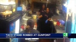 Video shows moment Sacramento taco stand was robbed at gunpoint [upl. by Theobald507]