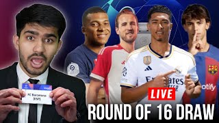 CHAMPIONS LEAGUE ROUND OF 16 DRAW REACTION LIVE [upl. by Marala]