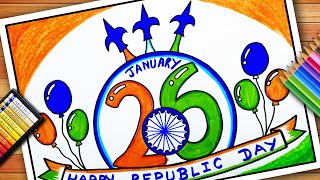 Republic Day Drawing  Republic Day Poster  26 January Drawing  Easy Republic Day Drawing [upl. by Kifar]