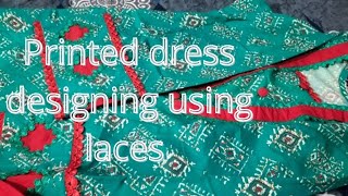 Printed dress designing using lacesPrinted suits lace design Printed suits design new 2024 [upl. by Launcelot]