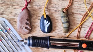 How to carve stone to make a stone pendant with an engraver pen Culiau Customizer  Stone carving [upl. by Brockwell]