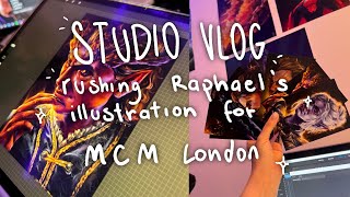 Studio vlog 1 🌸 Rushing Raphaels illustration for MCM London [upl. by Hurwit713]