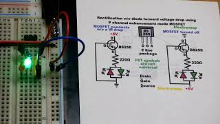 Almost Ideal Diode Using P Channel Enhancement MOSFET BS250 [upl. by Amador681]