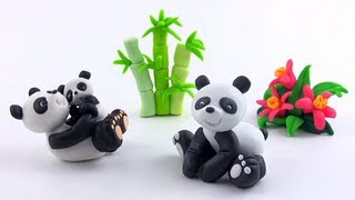 LETS CLAY Panda z modeliny  polymer clay tutorial [upl. by Lettie]