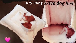 Diy cozy cave dog bedmake easy dog bedcute puppy bed idea 🐕🐶 [upl. by Anilatak]