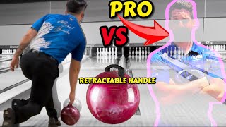 Pro Bowler tries Bowling Ball with a HANDLE [upl. by Agbogla]