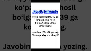 RaqamlarRaqsi masalasi👯1️⃣🕺2️⃣🏊‍♂️0️⃣ qiziqarli matematika mantiqiy 1k 1million maths [upl. by Swithin]