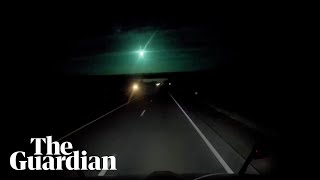 Green meteor traverses night sky in Louisiana [upl. by Islek]