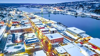 ❄️🅻🅸🆅🅴❄️Houghton City Michigan🥶Panorama🎄Portage Lake Effect Superior [upl. by Bandeen618]