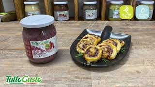 Le ricette di TuttoGusto girelle di pasta sfoglia con CREMA DI RADICCHIO [upl. by Nayhr]