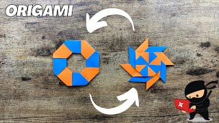 ORIGAMI TRANSFORMING NINJA STAR SHURIKEN PAPER WEAPON TUTORIAL ORIGAMI WORLD PAPER NINJA WEAPON ART [upl. by Thalassa]