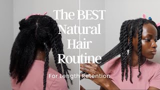 The BEST natural hair routine for length retention  How I grew my hair PAST my waist [upl. by Blank]