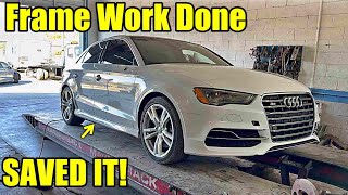 Fixing ALL THE FRAME DAMAGE ON THE AUDI S3 WE SAVED IT [upl. by Calle]