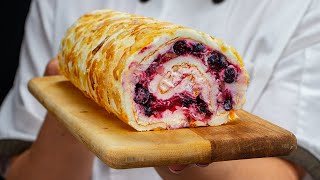 How easy it is to make meringue roulade with black currant An ideal dessert [upl. by Nowd339]