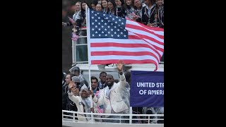 LEBRON amp AND THE TEAM USA FROM THE PARADE BOAT IN THE OLYMPICS 2024 OPENING CEREMONY IN PARIES [upl. by Nordine]