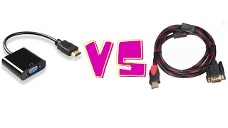 HDMI to VGA Cable VS Adapter  Dual monitor setup on Laptop [upl. by Yrelav541]