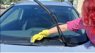 How to CLEAN Windshield Inside too  the Secret to get it SUPER CLEAN [upl. by Olinad758]