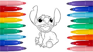 Come Colorare Stitch  Tutorial per Bambini di Lilo amp Stitch  Disegni da colorare [upl. by Ameluz]