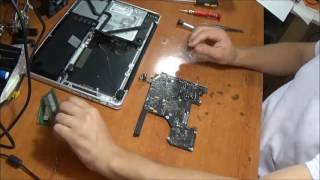 Macbook repair tutorial  liquid damage on macbook pro 133quot [upl. by Holtorf]