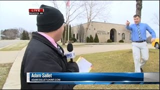 Watch a Bank Robber Interrupt This News Reporter During Live Broadcast [upl. by Den56]