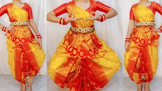 NORMAL LENGTH OF SAREE DRAPING IN CLASSICAL DANCE COSTUMEBHARATNATYAM DANCE COSTUME DRAPEHINDI [upl. by Dnalevelc458]