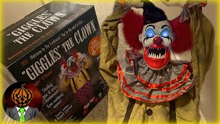 Giggles The Clown UNBOXINGSETUP  PartyHalloween City 2021 Animatronic Arms Startling Clown [upl. by Schellens]