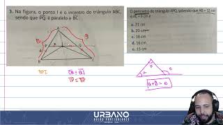 Na figura o ponto I é o incentro do triângulo ABC sendo que PQ é paralelo a BC [upl. by Lombardo]