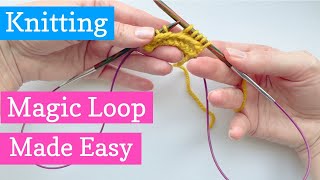 Easy Magic Loop Knitting for Beginners  Knit Small Things in the Round with a Long Circular Needle [upl. by Ained]