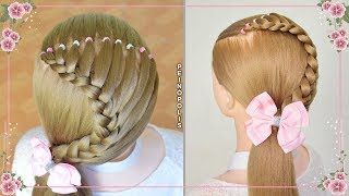 Coletas con Trenzas para Niñas  Peinados Faciles y Rapidos para Cabello Largo [upl. by Nalepka]