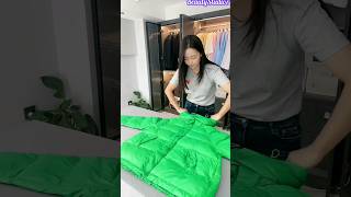 Effortless Trick to Fold Down Jackets shorts sewing fashion foldingclothes [upl. by Ollie901]