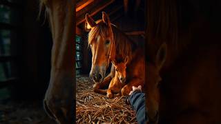 HORSE RUNNING TO HOME WITH HER CUTE BABY horse horses horseriding horsebaby animals [upl. by Novled]