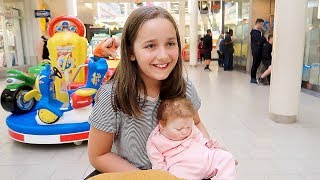 Shopping with Reborn Baby Doll at the Mall Went to Claires to Buy Reborn Earrings [upl. by Deach853]