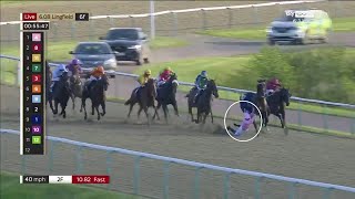 Terrifying moment as jockey Marco Ghiani is flung from horse at 40mph [upl. by Dove]