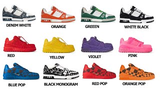 EVERY PAIR OF LOUIS VUITTON TRAINERS COLORWAYS WITH NAMES [upl. by Clausen]