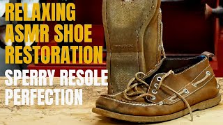 Sperry Resole Magic Relaxing ASMR Shoe Transformation  Satisfying Restoration [upl. by Armando]