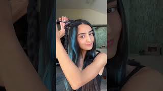 DIY Hair Colour At Home  Blue Hair Highlights Hairstyles  Hair Extensions Fro Than Hair  shorts [upl. by Olimpia]