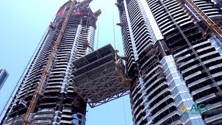 The Address Sky View Downtown Dubai  Lifting the Sky Bridge May 2017 [upl. by Nikral]