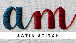 Satin Stitch Lettering Tutorial  Tutorial for beginners  Embroidery  Video   Afeei [upl. by Killoran]